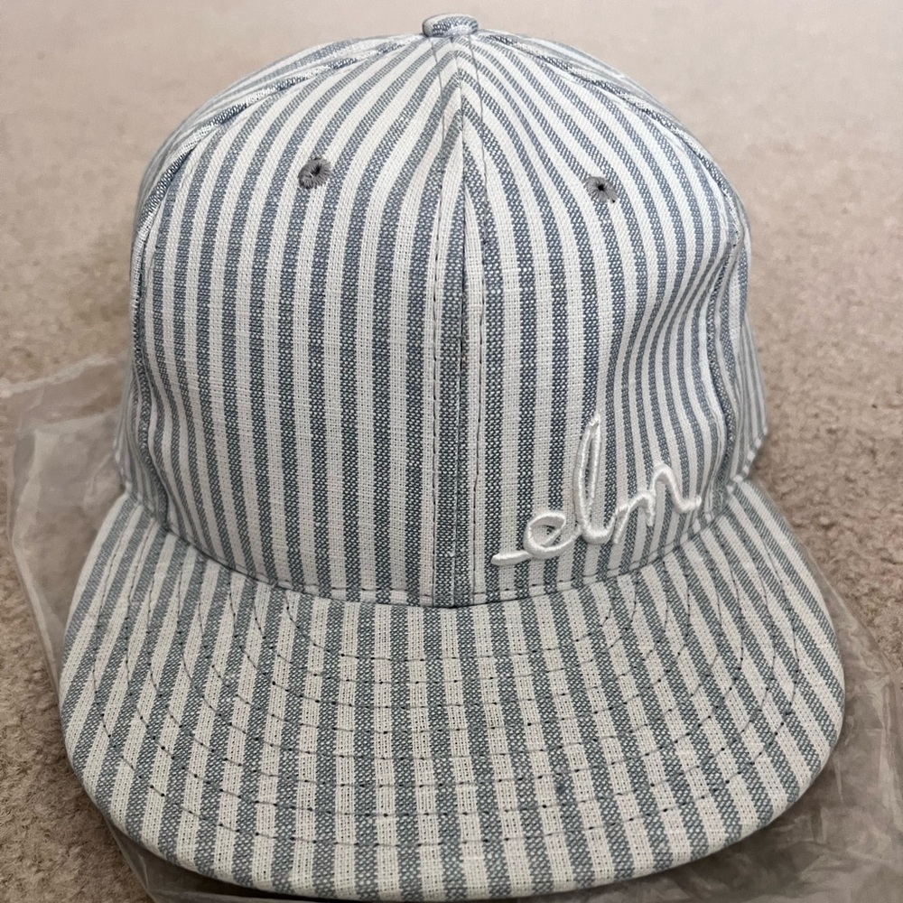 ELM 7 5/8 Brand new cap. White and light blue stripes